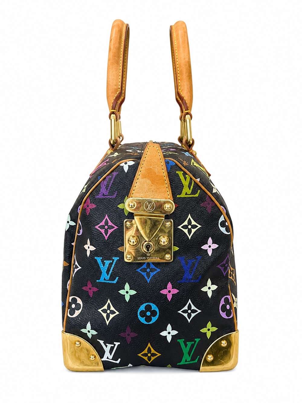 LOUIS VUITTON Black Multicolor Murakami Monogram Speedy 30 with Vachetta Trim